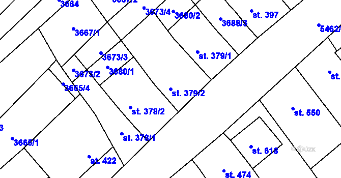 Parcela st. 379/2 v KÚ Jalubí, Katastrální mapa
