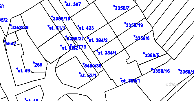 Parcela st. 384/1 v KÚ Jalubí, Katastrální mapa