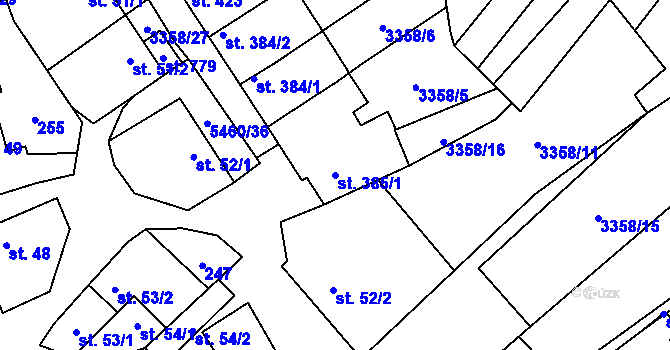 Parcela st. 385/1 v KÚ Jalubí, Katastrální mapa