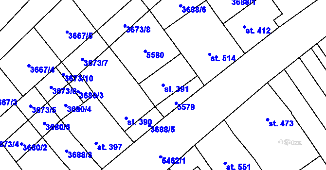 Parcela st. 391 v KÚ Jalubí, Katastrální mapa