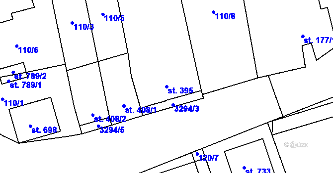 Parcela st. 395 v KÚ Jalubí, Katastrální mapa