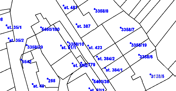 Parcela st. 423 v KÚ Jalubí, Katastrální mapa