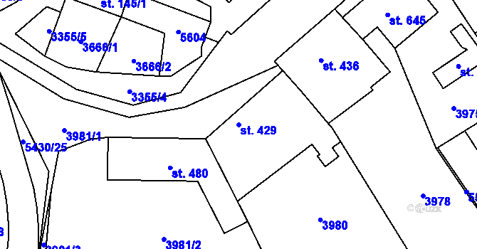 Parcela st. 429 v KÚ Jalubí, Katastrální mapa