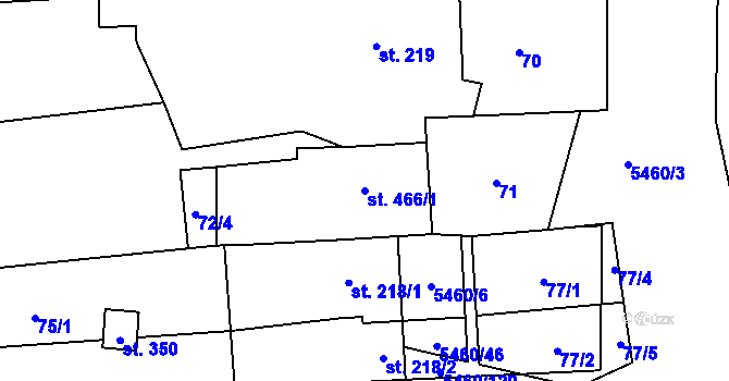 Parcela st. 466/1 v KÚ Jalubí, Katastrální mapa
