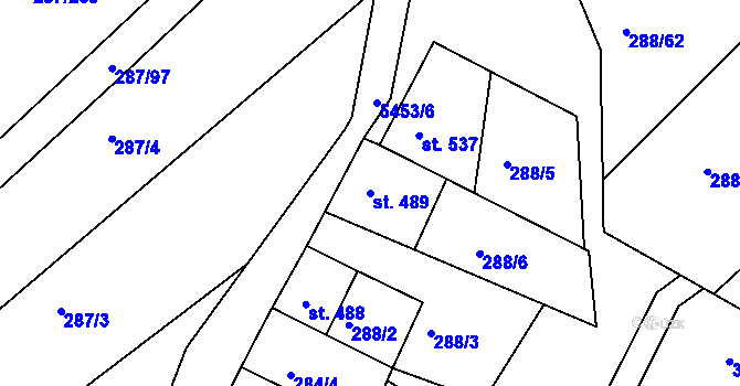 Parcela st. 489 v KÚ Jalubí, Katastrální mapa