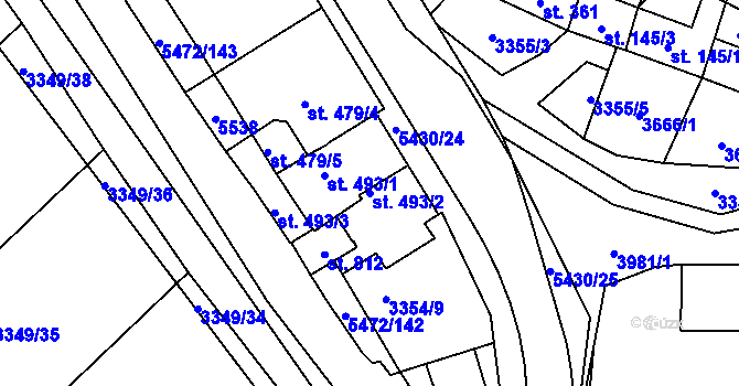 Parcela st. 493/2 v KÚ Jalubí, Katastrální mapa