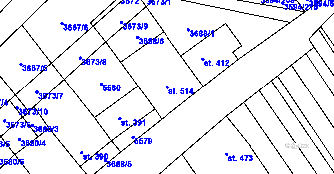 Parcela st. 514 v KÚ Jalubí, Katastrální mapa