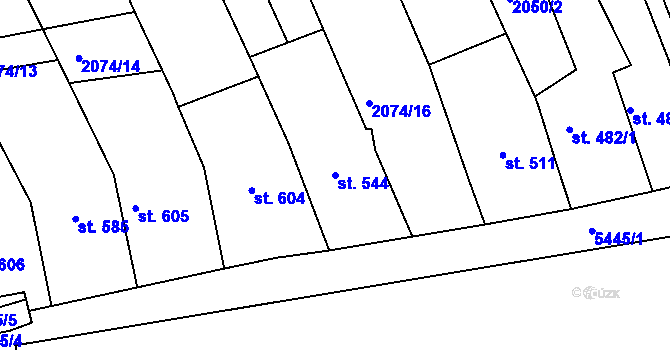 Parcela st. 544 v KÚ Jalubí, Katastrální mapa