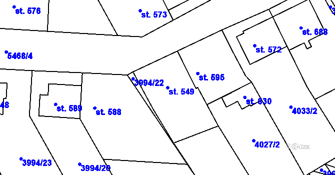 Parcela st. 549 v KÚ Jalubí, Katastrální mapa
