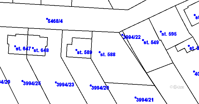 Parcela st. 588 v KÚ Jalubí, Katastrální mapa