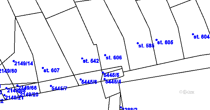 Parcela st. 606 v KÚ Jalubí, Katastrální mapa