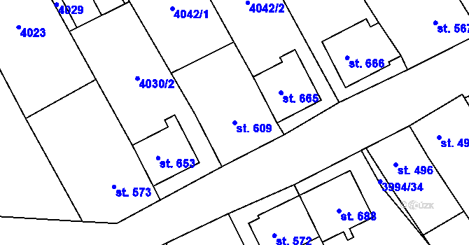 Parcela st. 609 v KÚ Jalubí, Katastrální mapa