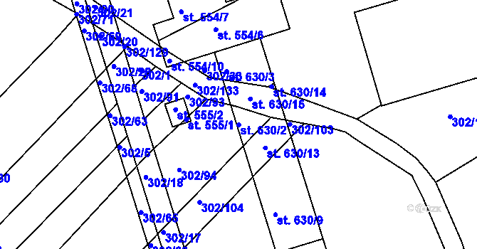 Parcela st. 630/2 v KÚ Jalubí, Katastrální mapa