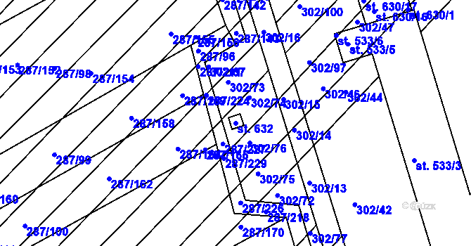 Parcela st. 632 v KÚ Jalubí, Katastrální mapa