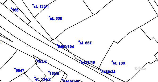 Parcela st. 667 v KÚ Jalubí, Katastrální mapa