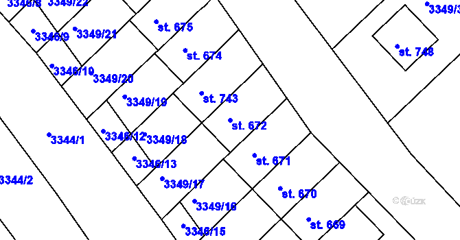 Parcela st. 672 v KÚ Jalubí, Katastrální mapa