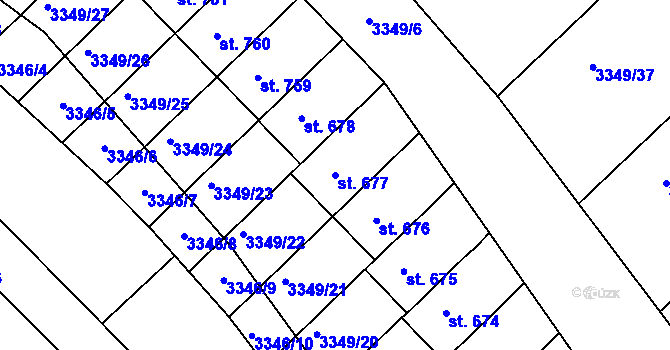 Parcela st. 677 v KÚ Jalubí, Katastrální mapa