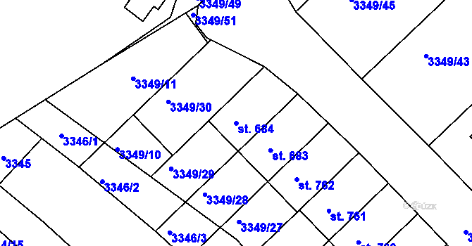 Parcela st. 684 v KÚ Jalubí, Katastrální mapa