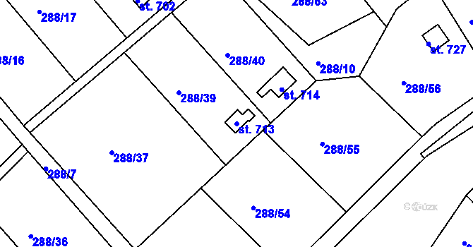 Parcela st. 713 v KÚ Jalubí, Katastrální mapa