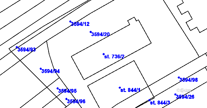 Parcela st. 736/2 v KÚ Jalubí, Katastrální mapa