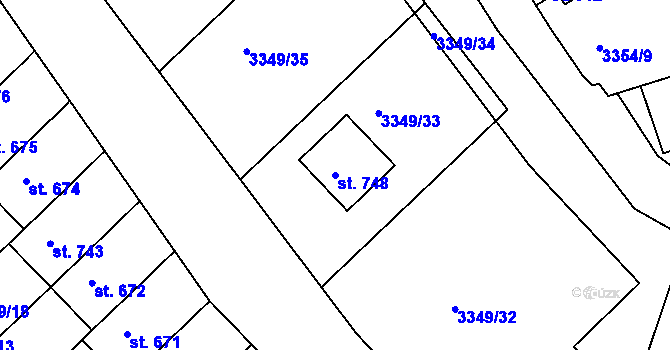 Parcela st. 748 v KÚ Jalubí, Katastrální mapa