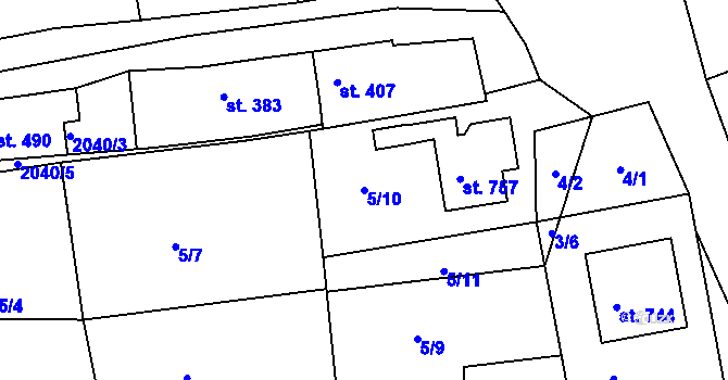 Parcela st. 5/10 v KÚ Jalubí, Katastrální mapa
