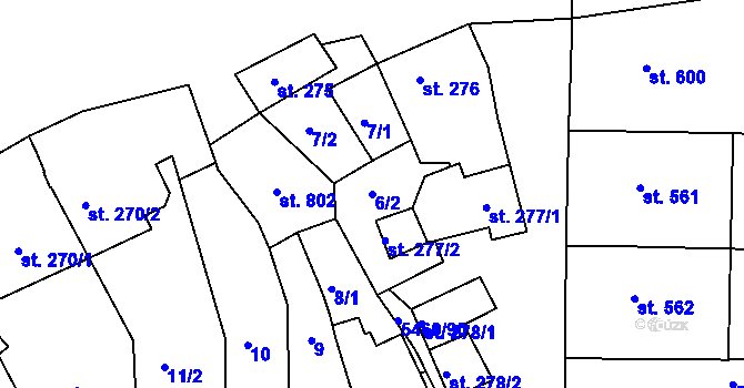 Parcela st. 6/2 v KÚ Jalubí, Katastrální mapa