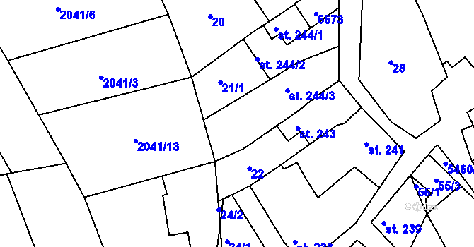 Parcela st. 21/2 v KÚ Jalubí, Katastrální mapa