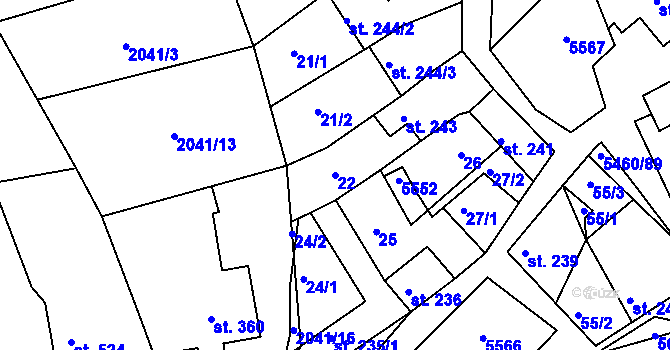 Parcela st. 22 v KÚ Jalubí, Katastrální mapa