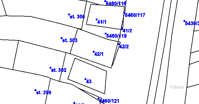 Parcela st. 42 v KÚ Jalubí, Katastrální mapa
