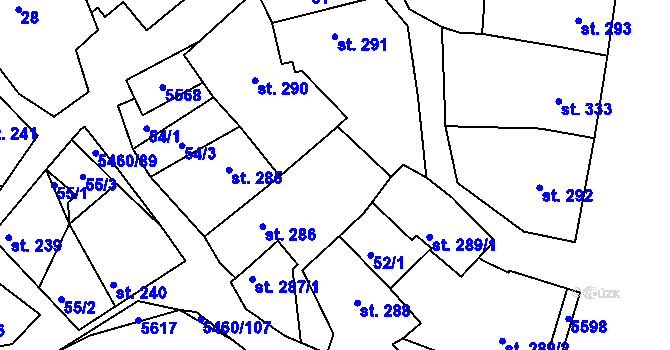 Parcela st. 53/1 v KÚ Jalubí, Katastrální mapa