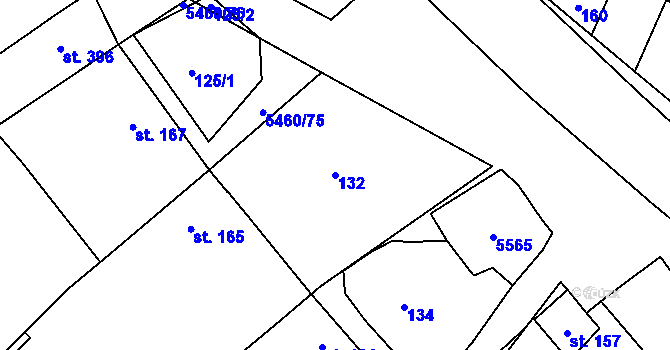 Parcela st. 132 v KÚ Jalubí, Katastrální mapa