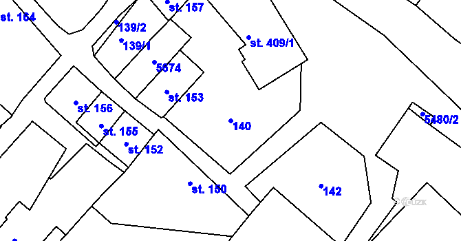 Parcela st. 140 v KÚ Jalubí, Katastrální mapa