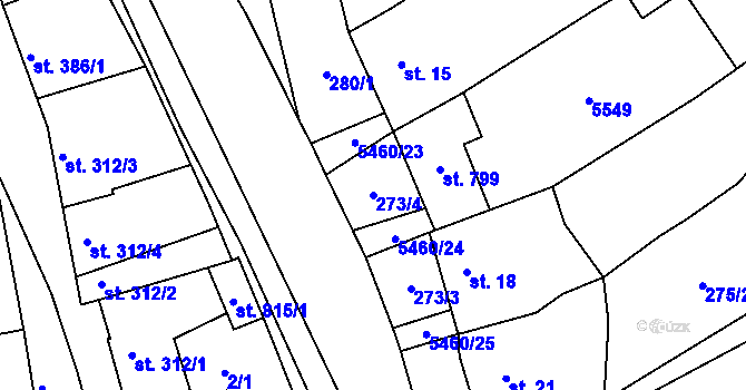 Parcela st. 273/4 v KÚ Jalubí, Katastrální mapa