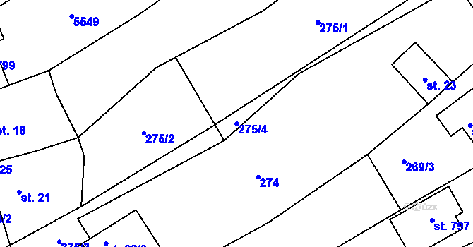 Parcela st. 275/4 v KÚ Jalubí, Katastrální mapa