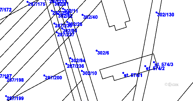 Parcela st. 302/6 v KÚ Jalubí, Katastrální mapa