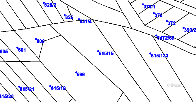 Parcela st. 615/15 v KÚ Jalubí, Katastrální mapa