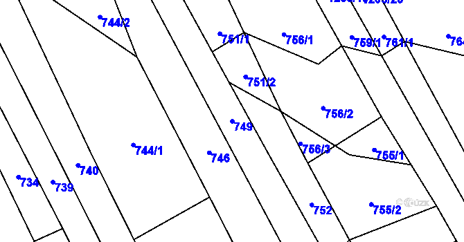 Parcela st. 749 v KÚ Jalubí, Katastrální mapa