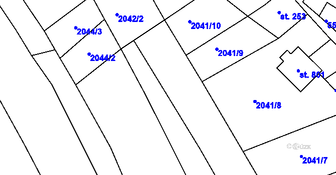 Parcela st. 2042/12 v KÚ Jalubí, Katastrální mapa