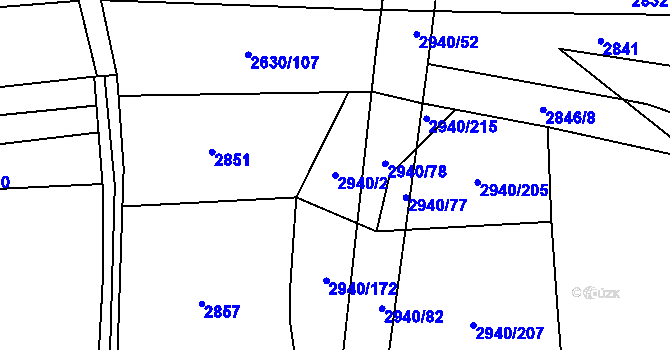 Parcela st. 2940/2 v KÚ Jalubí, Katastrální mapa