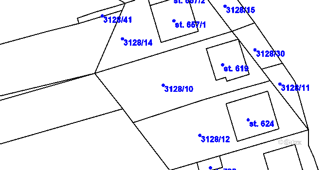 Parcela st. 3128/10 v KÚ Jalubí, Katastrální mapa