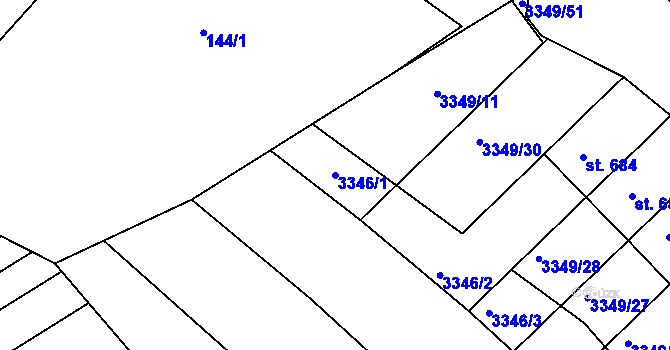 Parcela st. 3346/1 v KÚ Jalubí, Katastrální mapa