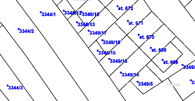 Parcela st. 3346/15 v KÚ Jalubí, Katastrální mapa