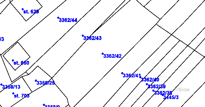 Parcela st. 3362/42 v KÚ Jalubí, Katastrální mapa