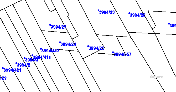 Parcela st. 3994/25 v KÚ Jalubí, Katastrální mapa
