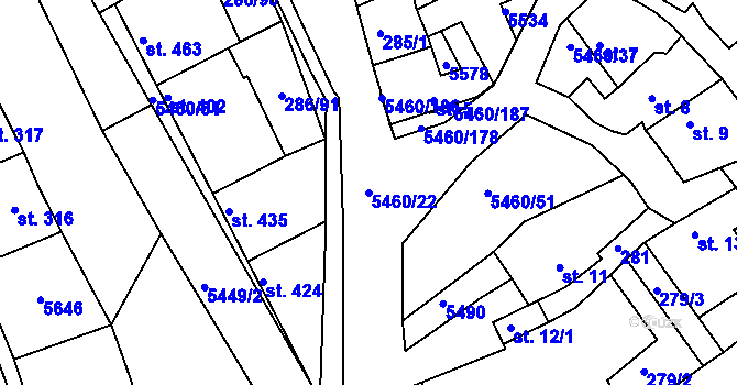Parcela st. 5460/22 v KÚ Jalubí, Katastrální mapa