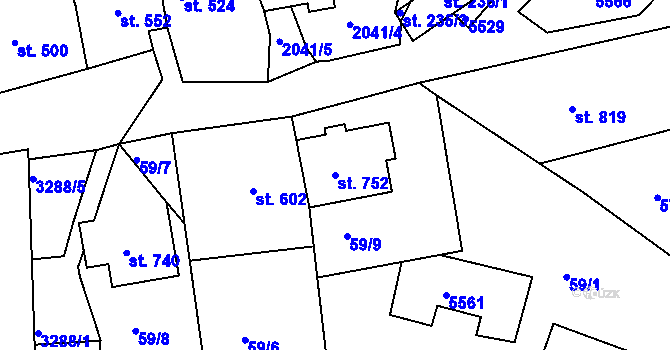 Parcela st. 752 v KÚ Jalubí, Katastrální mapa