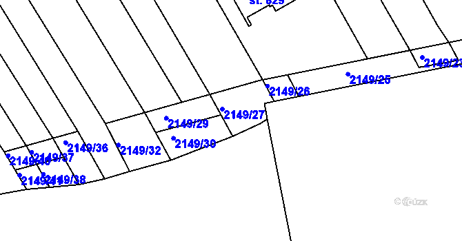 Parcela st. 2149/28 v KÚ Jalubí, Katastrální mapa