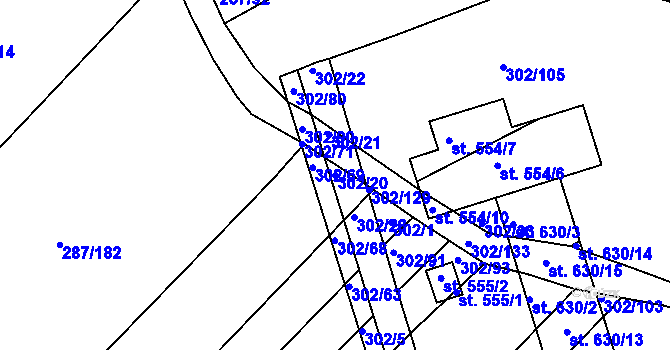 Parcela st. 302/20 v KÚ Jalubí, Katastrální mapa