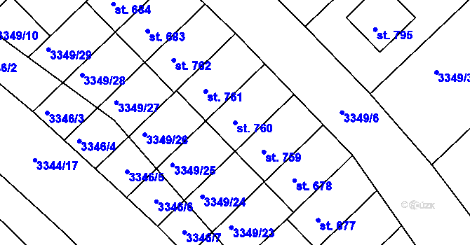 Parcela st. 760 v KÚ Jalubí, Katastrální mapa